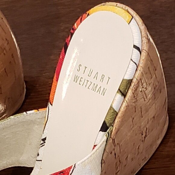Stuart Weitzman Canvas Floral Print Wedge Sandals Size 6.5 - Picture 4 of 14